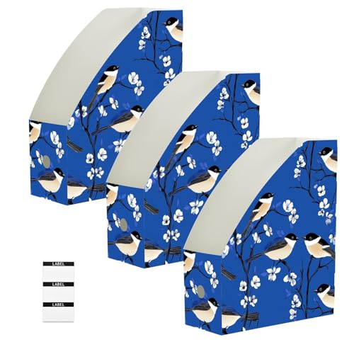Dossier pliable pour classement lot de 3 organiseurs de bureau chic motif mésange 23x30cm