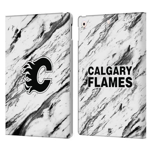 Étui portefeuille iPad 10.2 Calgary Flames protection cuir marbre