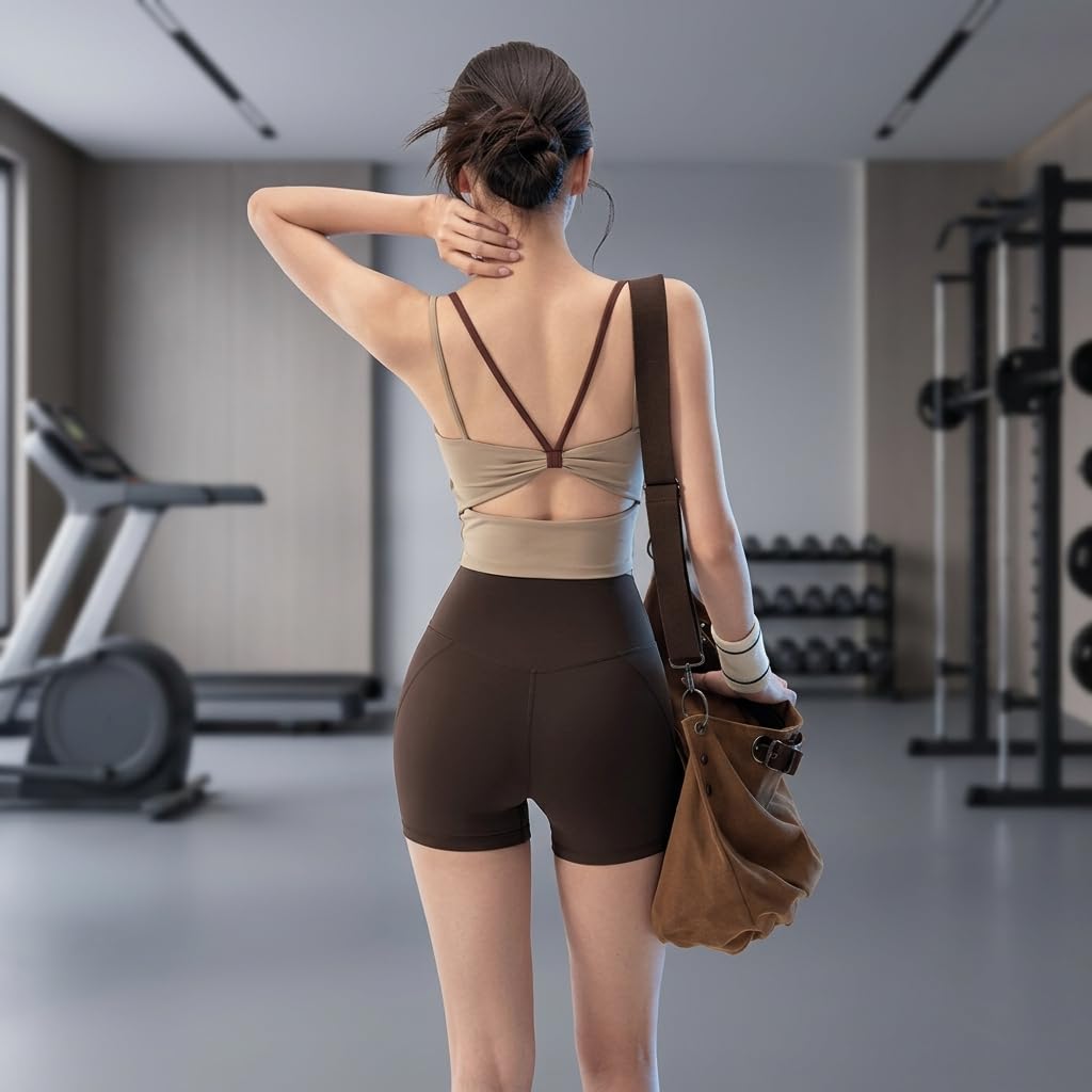 Damen Sport Shorts Set, Zweiteiliger Sportanzug für Fitness und Workout, sportbekleidung