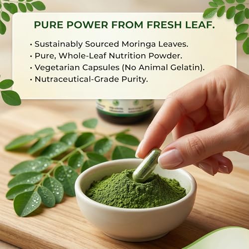 Image of Biotane Moringa 4000mg Capsules | Only 1 Capsule a Day | Natural Multi-Vitamin Supplement | Manufactured in technical collaboration with Vitane Pharma, USA I Pack of 60 Veg Capsules