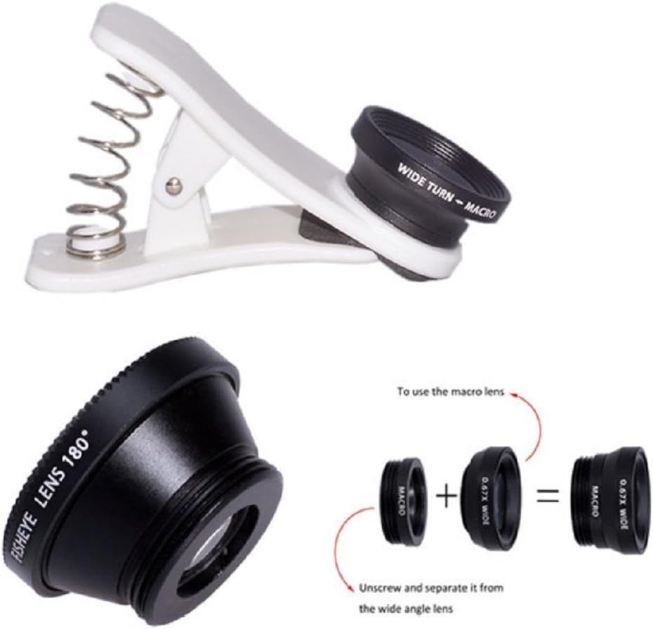 Pro Camera Lens Kit for iPhone 6,5,4 and Android with Wide Angle 0.67x and Macro + Fish Eye Lens by Cosey Fam (Also fits Samsung Galaxy)