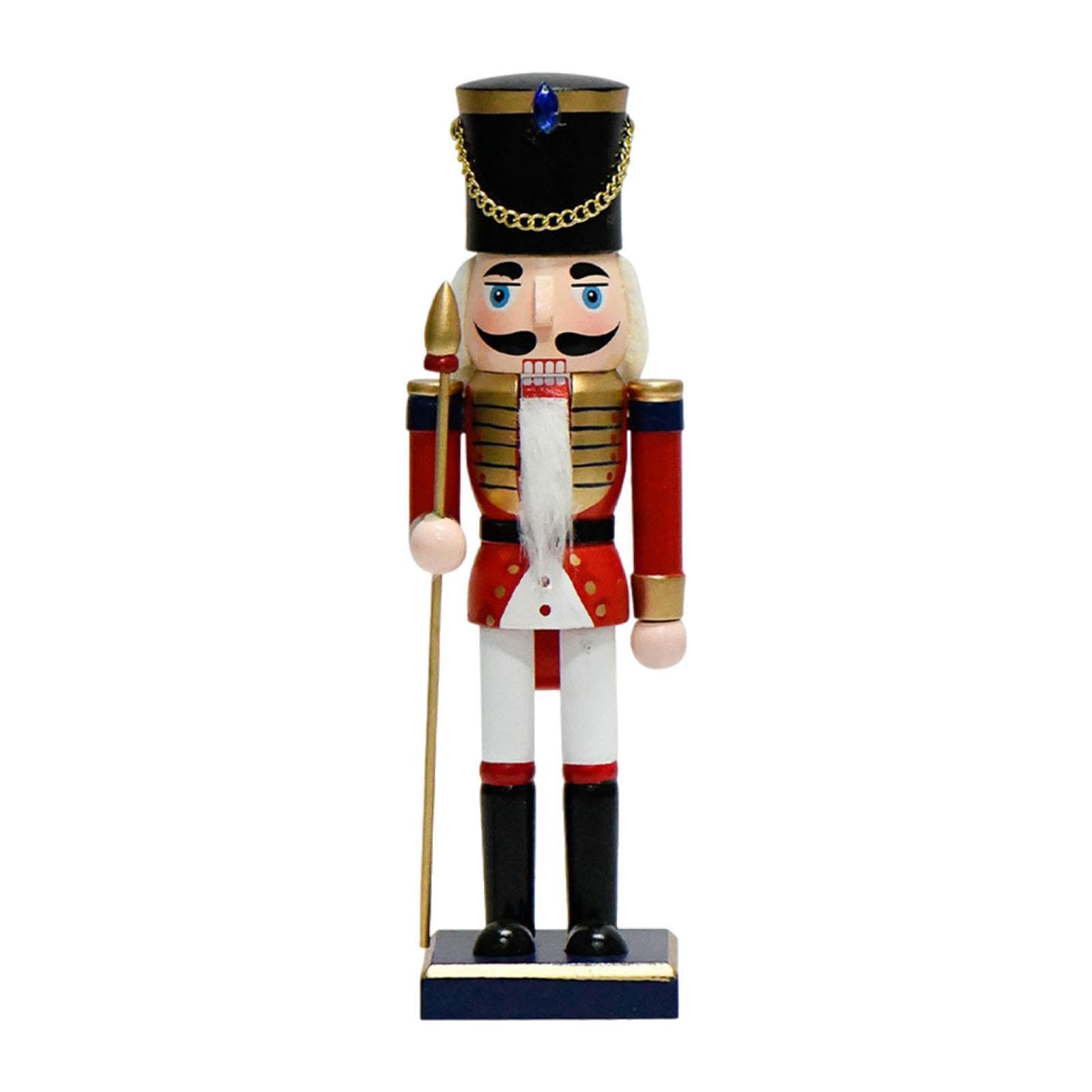 LIXSAZSE Nutcracker Figurine Christmas Nutcracker Figurine Statue Xmas Tree Beautifully Crafted Home Decor Winter Celebrations Indoor Party Winter Table, Red Wand, 7.8x8x25.5cm