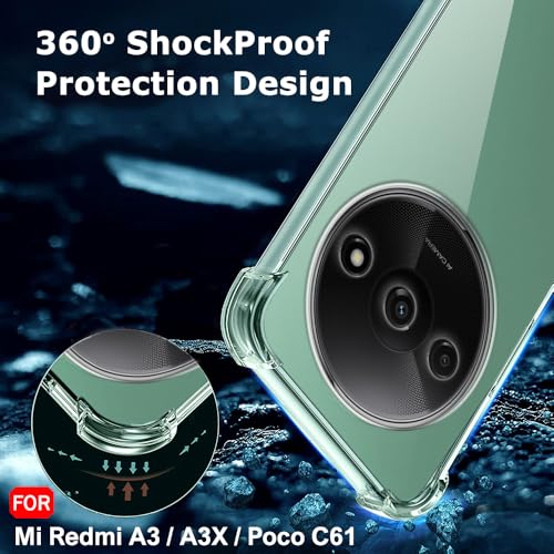 Image of TheGiftKart Crystal Clear Back Cover Case for Mi Redmi A3 / A3X / Poco C61 | Shockproof Soft TPU Case | Cushioned Edges for Ultimate Protection Back Cover Case (TPU, Transparent)