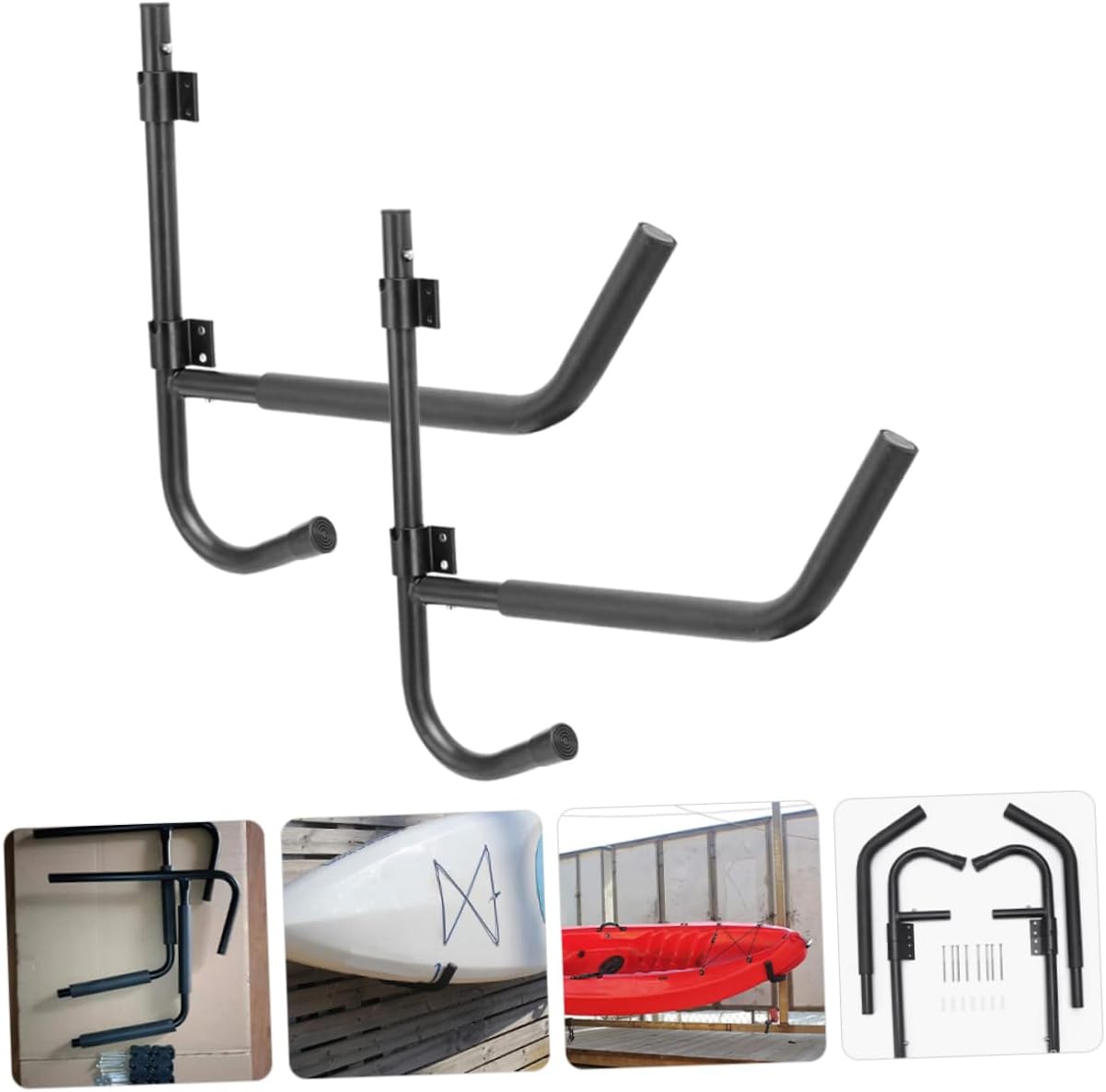 2sets Kayak Wall Rack of Wall Mounted Storage Hangers for Canoes Easy Installation Design Space-Saving for Indoor Use Heavy Duty Holders