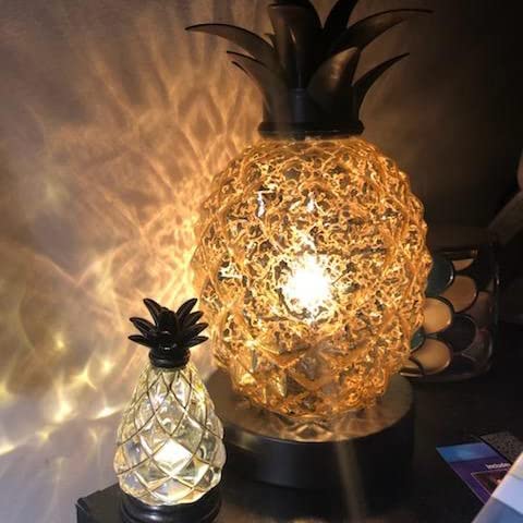 Mercury Glass Pineapple Lamp, Golden Glass Table Lamp For Bedroom, Dresser, Living Room, Office, Bookstore, Kids Room, Coffee Table, Festival Decor And Gift (Gold) #TOP3