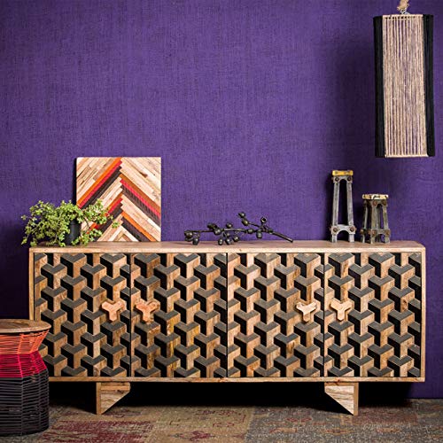 Native Home Buffet 3D, Commode Sideboard Bois de manguier, Meuble Rangement Commode Massif HxlxP: 75 x 177 x 45 cm, Brun