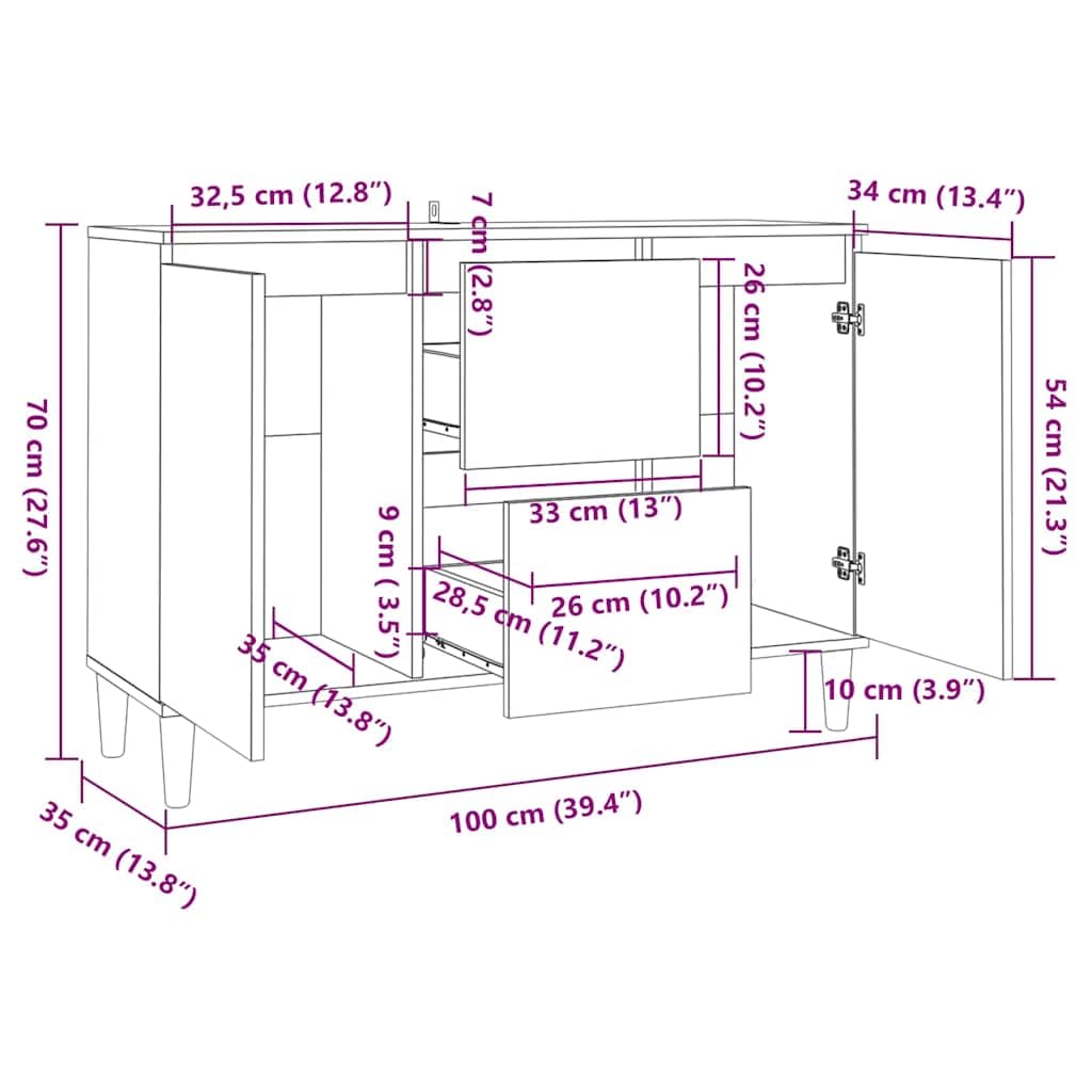 vidaXL Buffet, Armoire de Rangement, Meuble de Rangement, Armoire Latérale Salle de Séjour Salon Intérieur, Chêne Fumé Bois d'Ingénierie