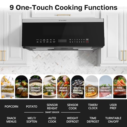 Image of ThermoMate 30 inch Over the Range Low Profile Microwave Oven with Sensor Cooking, 1.2 Cu.Ft Slim, 1000 Cooking Watts, Voice Control, Multi-Stage Cooking, 400 CFM