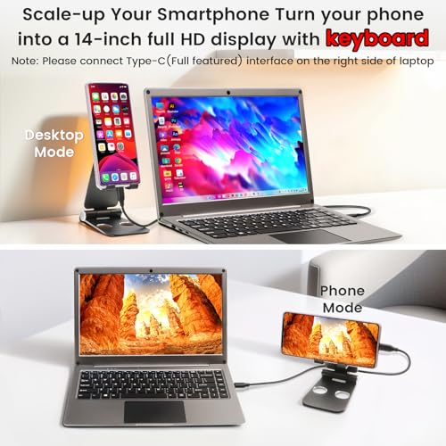 Image of Portable Monitor with Keyboard,14inch 1080P FHD Lapdock Compatible with Raspberry Pi /Mini PC /Phone /PC /Game Console,CrowView Note Built-in Battery with RPi5 Adapter(Full TypeC & HDMI Cable Included)