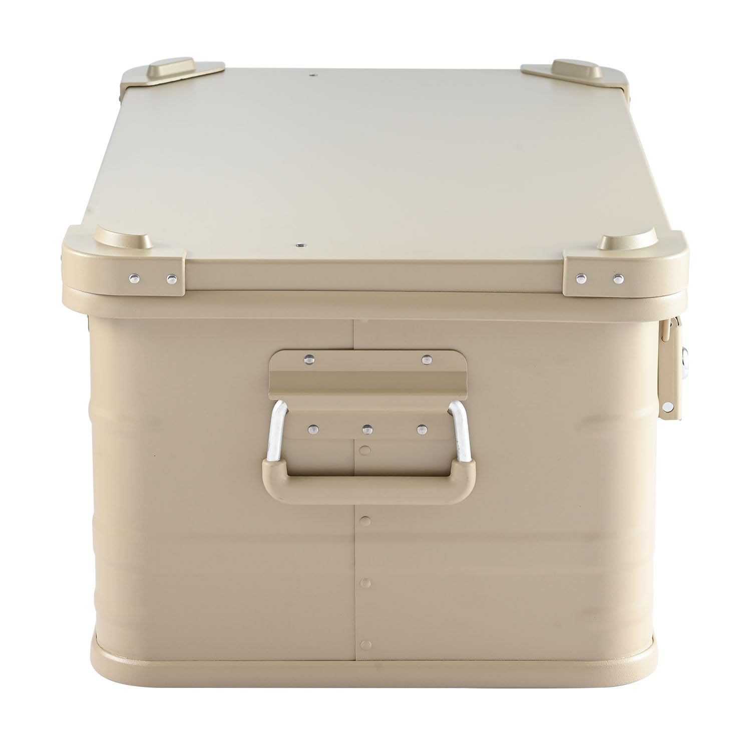 Alubox Alukiste abschließbar E47S SAHARA sand beige - Premium Lagerbox 47 Liter - Materialstärke 1mm - Deckel mit Aluminium Druckguss Stapelecken und Gummidichtung - inklusive Schlösser - lackiert