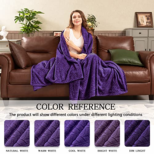 Inhand Fleece Throw Blanket, Super Soft Fuzzy Blanket For Couch Sofa Bed Office, Cozy Plush Fleece Blanket Throw Size, Washable Lightweight Flannel Blankets Throw For All Season(50”X60”,Purple) #TOP4