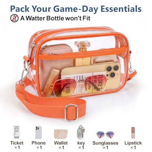 Image of PACKISM Clear Bag for Stadium Events - Small Clear Purse Crossbody Bag | Adjustable Wide Strap, 2 Easy Access Pockets, Thick 0.5mm PVC, for Sports Game Day Concerts Festival, Women Clear Stadium Bag