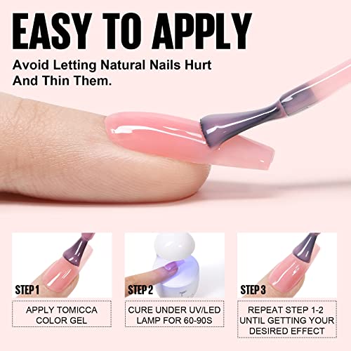 image for TOMICCA Gel-Nail-Polish Milky Pink,15ml Soak Off UV LED Jelly Nude Gel