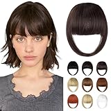 Fanguilar Bangs Hair Clip in Bangs, French Medium Brown Fake Bangs Hair Clip on Bangs for Women Fringe with Temples Hairpieces Faux Bangs for Daily Wear