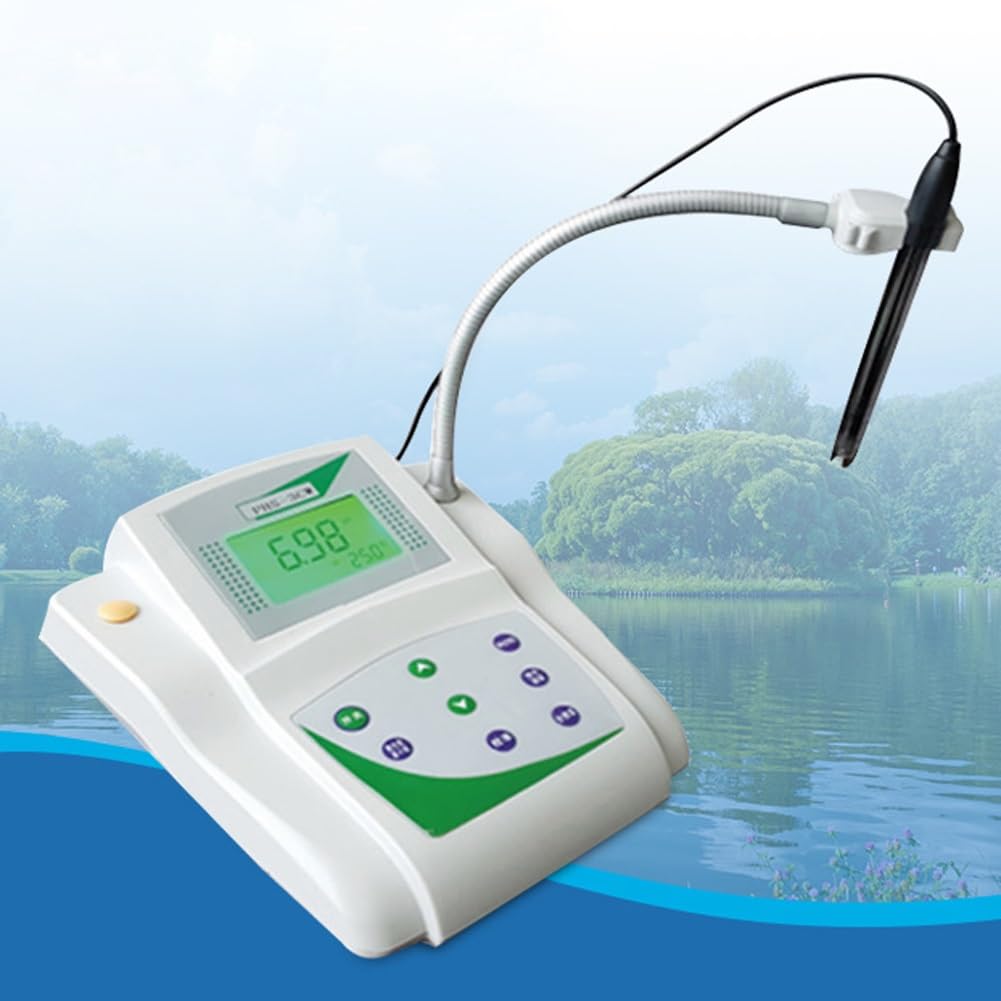 Medidor de pH digital, instrumento de medición de pH 0-14 con compensación de temperatura, almacenamiento de datos, precisión de 0,01, medidor de conductividad de mesa para uso científico