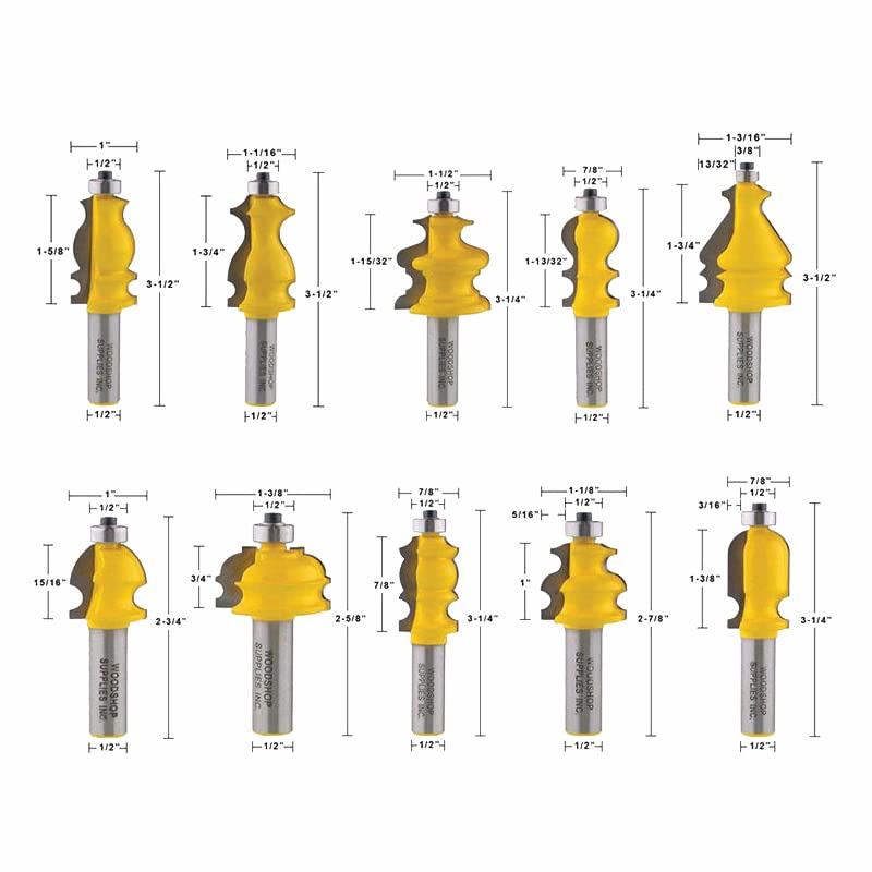10 Pz 12mm 1/2 Gambo Frese for Modellatura Architettonica Set Base 'Involucro Linea CNC for La Lavorazione del Legno for Facciate(Tube Packing per Pc,12.7mm)