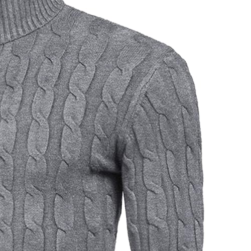 Pull à col roulé pour homme coupe ajustée thermique gris 3XL