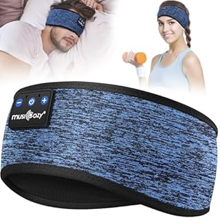 MUSICOZY Sleep Headphones Headband Bluetooth Soft Headphones for Sleeping & Sport with Thin Speakers,Wireless Music Earphones Tech Gifts for Men Women Teens Yoga Workout Fitness Relax Travel