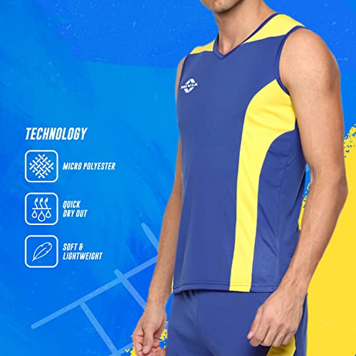 Image of Nivia Flash Volleyball Jersey Set for Men (XS, Royal Blue /Yellow)