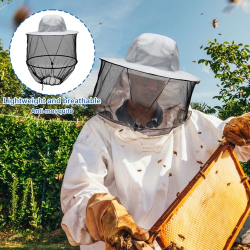 Imkerhut mit Schleier, Moskitonetz Imker Hut Imkerhut mit Moskitonetz Leicht zu Tragen Mückenschutz Hut Schnell Trocken Breite Krempe Bienenhut für Outdoorcamping Angeln Gartenarbeit Wandern (Grau)