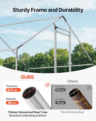 Image of VEVOR Large Metal Chicken Coop with Run, Walkin Chicken Coop for Yard with Waterproof Cover, 6.5 x 9.8 x 6.5 ft, Spire Roof Large Poultry Cage for Hen House, Duck Coop and Rabbit Run