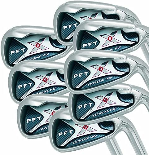 - PFT X9 High Moi Extreme 9 Iron Set Golf Clubs Custom Made Right Hand Regular R Flex Steel Shafts Complete Mens Irons Ultra Forgiving OS Oversized Wide Sole Ibrid Club