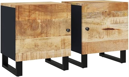 Miniatura 3 de Mesita de noche de estilo industrial, 2 piezas, mesa auxiliar organizadora de almacenamiento para muebles de dormitorio, 15.7 x 13 x 18.1 pulgadas,