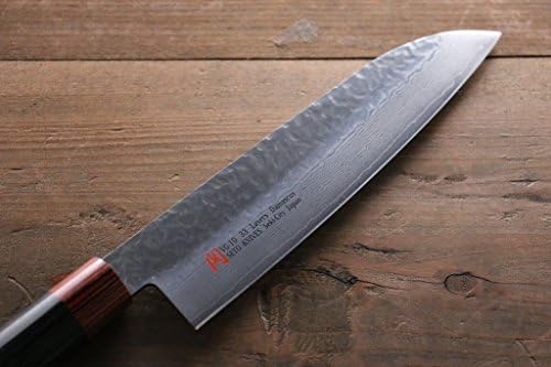 ISEYA VG10 33 LAYER DAMASCUS HAMMERED SANTOKU JAPANESE CHEF KNIFE, 180MM