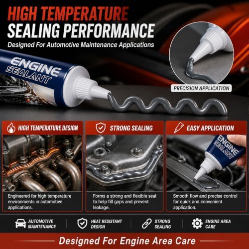 Automotive Engine High Temperature Sealant, Multi-Purpose Leak Sealing, Easy DIY Car Repair (2PCS) - 4