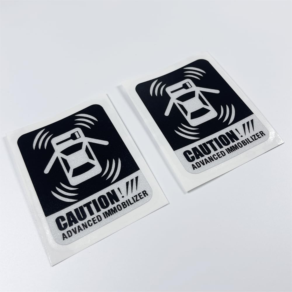 Caution Car Stickers Advanced Immobilizer Warning Anti-Theft Alarm System Applique Auto Truck Outdoor Window Caution Decals Waterproof (2, 5x3.6cm)
