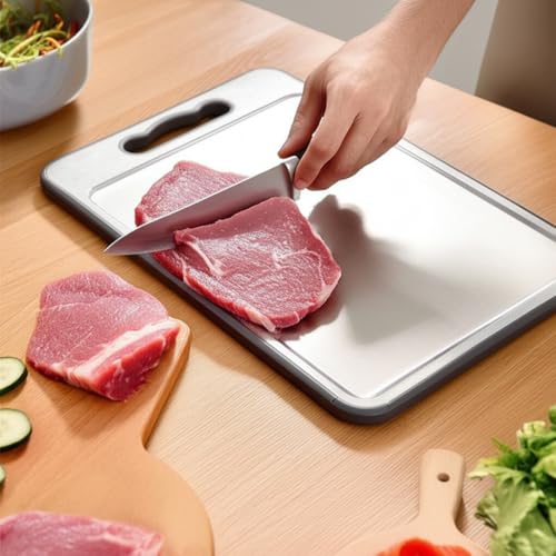 Shirokai Multi-Functional Double-Sided Cutting Board | Premium Titanium & Eco-Friendly Wheat Straw | BPA-Free, Non-Slip, Garlic Grinder, Juice Groove (Titanium) - Image 6