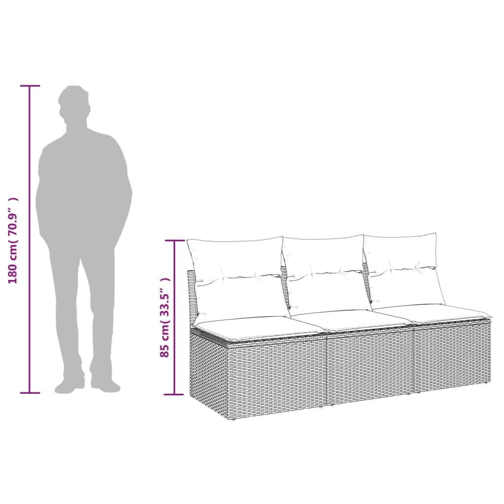 Gecheer Divano da Giardino a 3 Posti, con Cuscini Sfoderabili e Spazio di Conservazione Integrato, 165 x 62 x 69 cm, Rattan PE e Acciaio Verniciato a Polvere, per Esterno e Terrazza