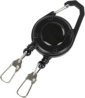 伸縮可能なバッジホルダーと名札用保持器具及び収納ケース | ダブルヘッド伸縮ベルトクリップ付きランヤード | 釣りフックリトラクターキーチェーン,釣り、キャンプ、クライミング、ハイキング、ピクニック、ランニング、バックパッキング、乗馬、オフィス用