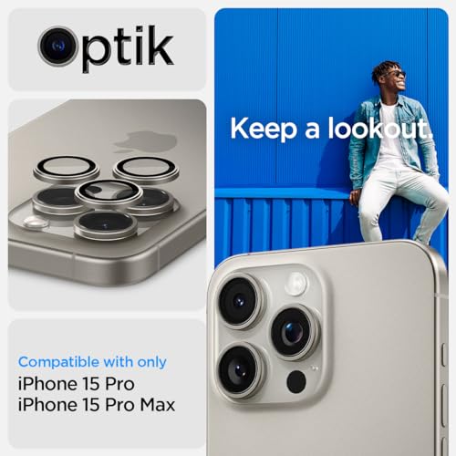 Spigen Glas.tR EZ Fit Optik Pro Tempered Glass Camera Lens Protector for iPhone 15 Pro, iPhone 15 Pro Max - Natural Titanium (2 Pack) - Image 2