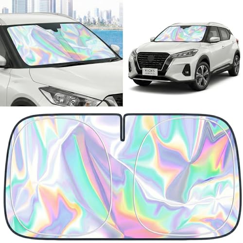 for Nissan Kicks 2018-2026 Windshield Sun Shade - Foldable Windshield Cover Sun Shade for Kicks Accessories Protect Car from Sun Rays Overlapping UV Reflective Window Sunshade