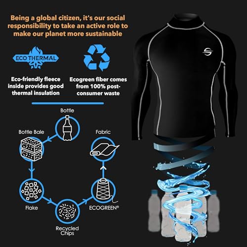 Unisex Thermal Swim Shirt for Men & Women Cold Water Rash Guard, Fleece Lining UPF503