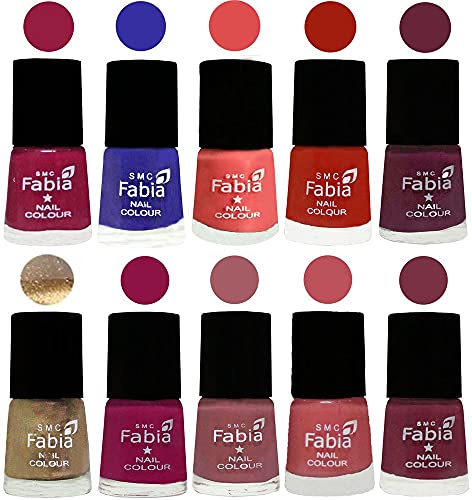 Image of ALL IN ONE (PACK OF 10), Long Lasting Glossy Nail Polish, 6 ml Each, All Vibrant Colours,01758
