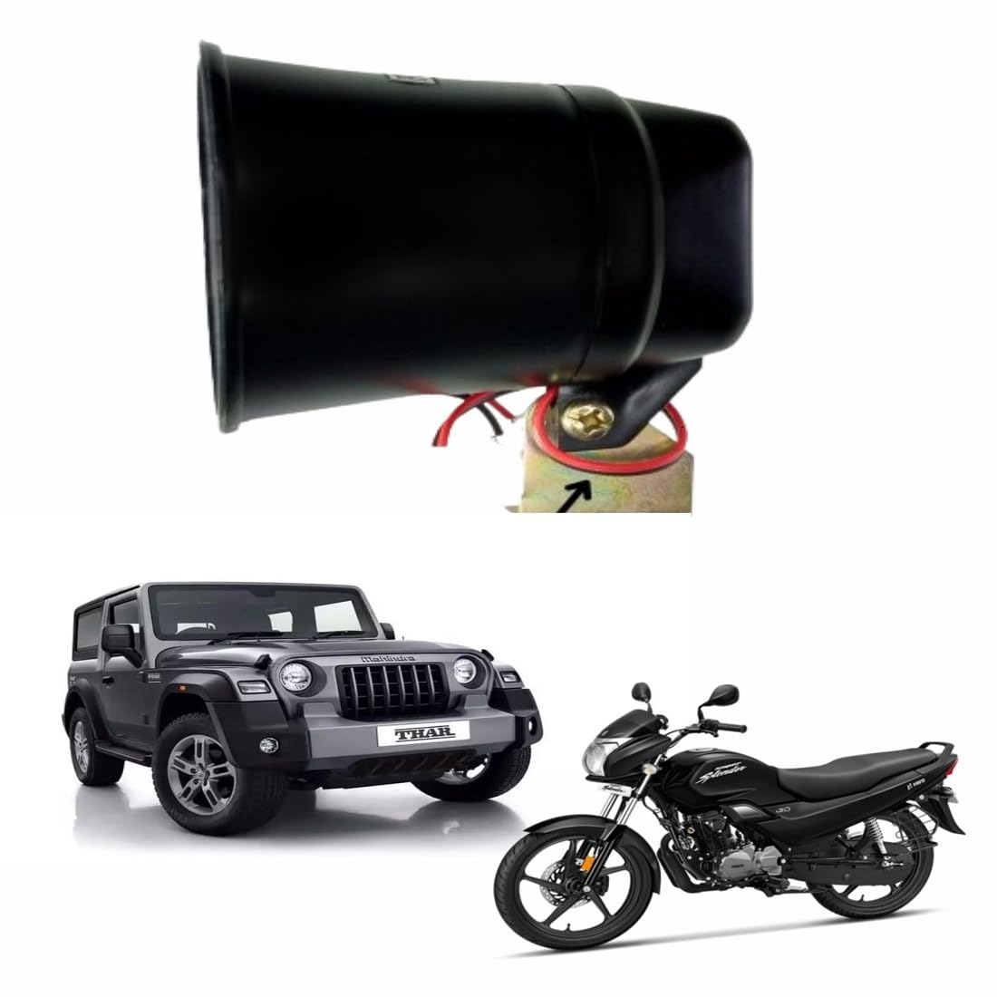 4 In 1 Type of Sound tone Universal Loud Horn Speaker/Siren for Cars (Pack of 1) - Police Siren for Enhanced Vehicle Alertness (Also For Bike, Motorcycle & Car)
