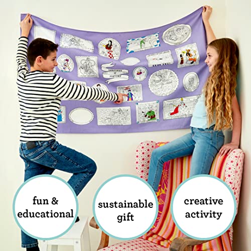 Eatsleepdoodle Coloring Tablecloth For Kids W/ 10Pk Washable Markers For Kids - 50X33In Heroines Giant Coloring Poster - Kids Coloring Tablecloth Ultra Washable & Reusable Arts And Crafts For Kids #TOP2