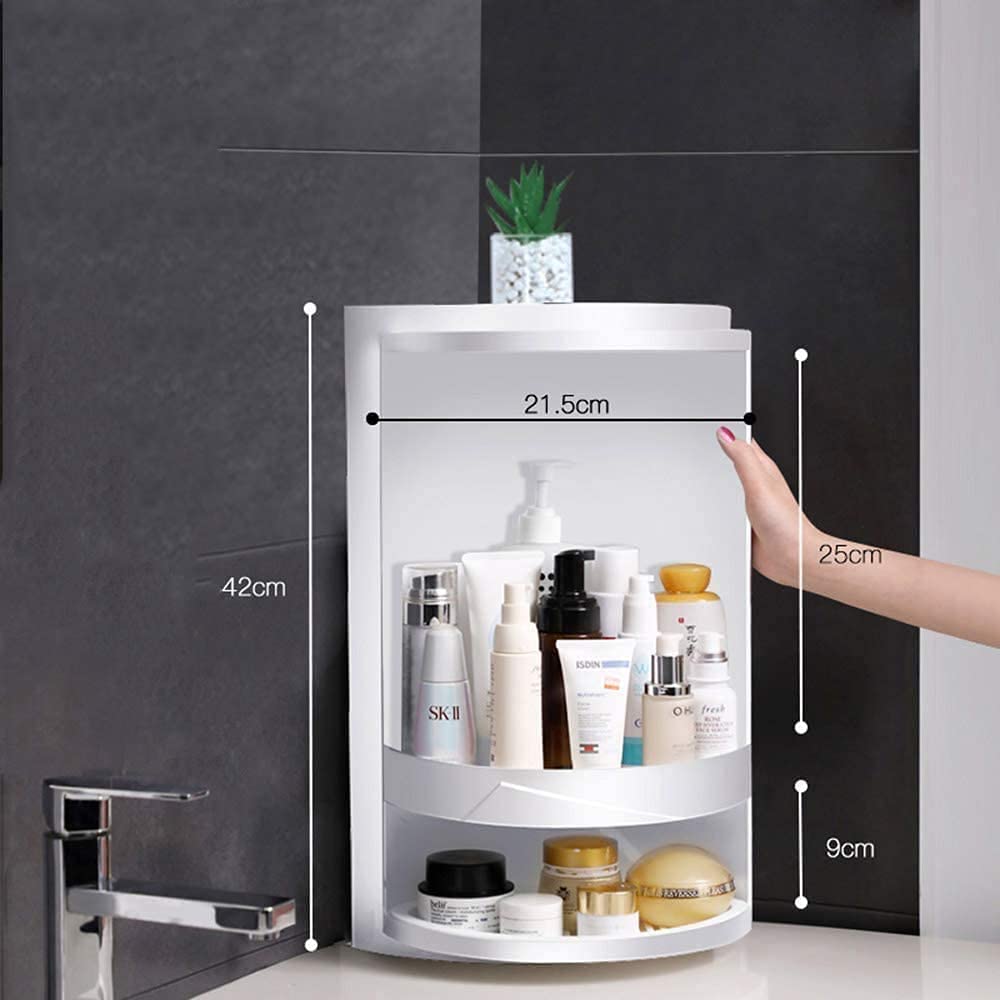 VBM Bathroom Corner Shelf, 360 Degree Rotating Triangle Shelf, Multifunction Corner Locker Cosmetic Rotating Storage Cabinet Shelves Multi Layer Storage Rack for Bathroom Kitchen Bedroom 1