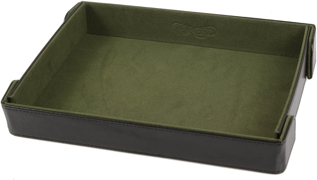 Forged Dice Co. 9.5 Inch Magnetic Folding Dice Tray - Portable Rolling Tray for DND, D&D or Dice Games - Quiets Metal Dice and Folds Flat - Green
