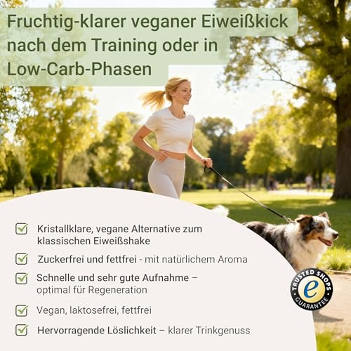 for you clear vegan protein hydrolysate – | Erfrischender Eiweiß-Drink mit Erbsenprotein | Vegan, laktosefrei, fettfrei & zuckerarm | Pfirsich-Eistee Geschmack (360g, Pfirsich-Eistee)