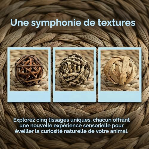 TCETCY Lot de 10 Balles à Mâcher pour Lapins et Petits Animaux Jouets en Osier pour Hamsters Jouets pour Petits Animaux Balles en Herbe pour Hamsters, Lapins, Cochons d'Inde, Chinchillas (5-6 cm) – vue 7