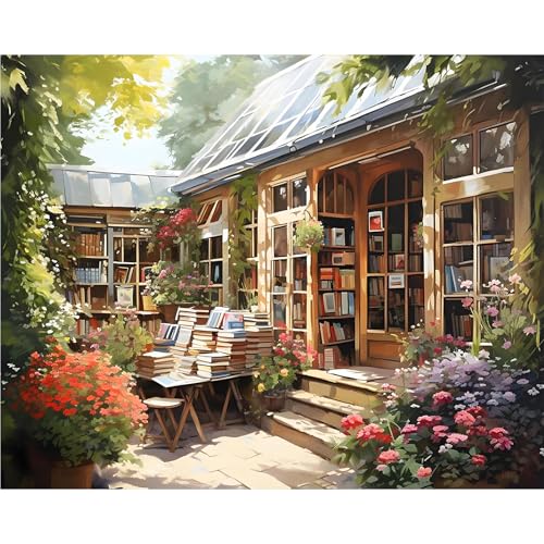 Image of Paint by Numbers for Adults, Bookshop Canvas Painting Kit, 16 x 20 Inch