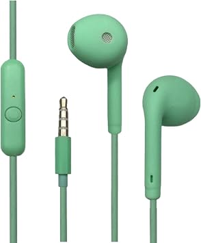 Half In-Ear Wired Headset Macaron Color Earphones Wired Earphones with 3.5 Corded In-Ear Headphones with Microphone and Button Control Wire Earbuds with HIFI Sound for Devices with 3.5 Interface