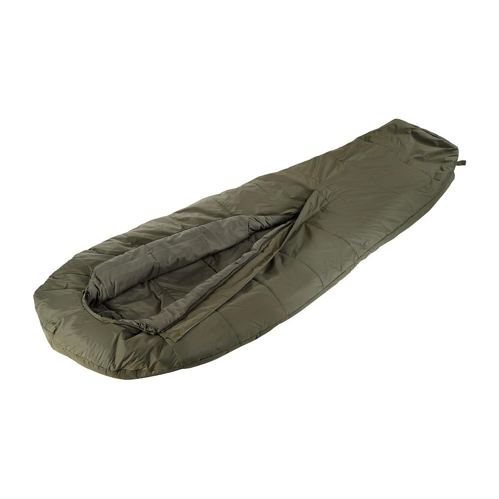 M-Tac Schlafsack Camping Tasche Olive Wasserdicht Kompressionsschlafsack mit Kapuze, Doppelreißverschluss, Komforttemperatur -5 / +5°C, Olive