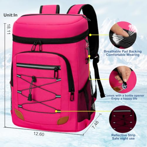 Image of Backpack Cooler Insulated Leakproof, Soft Cooler for Outdoor Camping Hiking | 7.5x13x18in, leakproof liner, waterproof oxford, multi pockets, wine opener, for camping hiking picnic fishing
