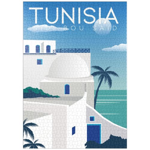 Sidi BOU Said Tunisie, Style Art Déco Poster Vintage, Illustration - Premium 1000 Pièces Puzzle - Collection spéciale MyPuzzle de Puzzle Galaxy