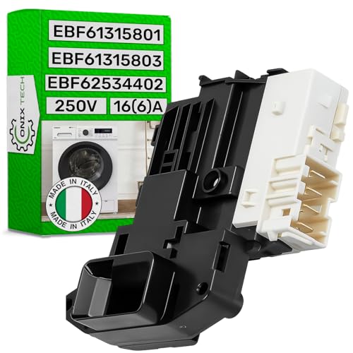 CARATTERISTICHE - Lunghezza blocco lavatrice 95 mm, larghezza 66 mm e altezza 33 mm, distanza tra i punti fissaggio è 60 mm. Tensione nominale 250V, corrente nominale 16(6) A. Dispone 4 contatti 6,3 mm AMP. Tipo funzionamento contatti CLOSING/OPENING