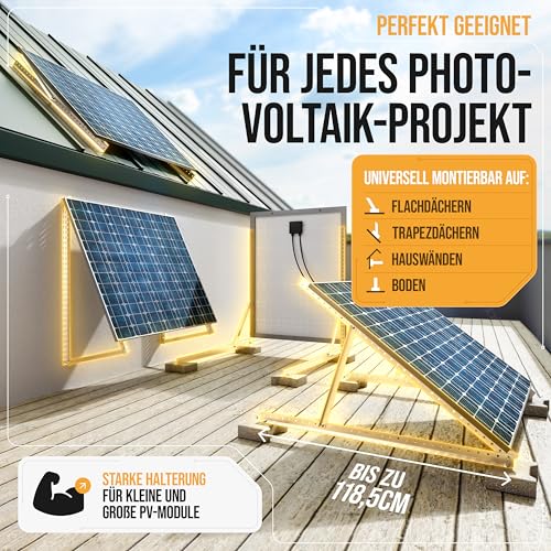 Lichtblicker - 4x Balkonkraftwerk Halterung.118cm stabiles 3mm Aluminiumprofil mit hochwertigen Edelstahl Schrauben. Solarmodul Halterung. Befestigung Solarmodul PV-Module Halterung Solarmodul 0%MwSt